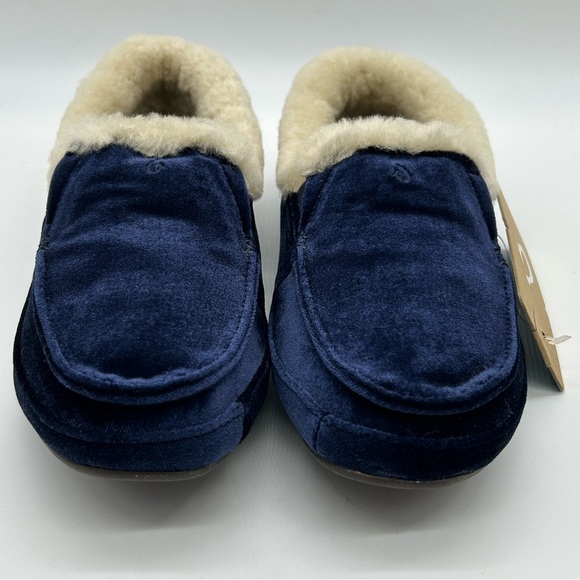 Olukai Ku‘una Lanui Slippers Women’s Size 6 Trench Blue | Real Fur Liner NWT - Picture 4 of 10